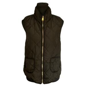 Market and Spruce Black Quilted Puffer Vest Size M Full Zip Mock Neck Casual